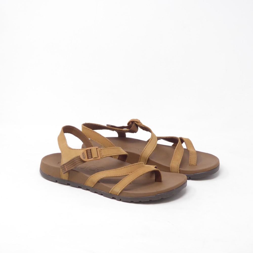 NEW Chaco Womens Lowdown Strappy Sandals Brown Leather Toe Loop 8